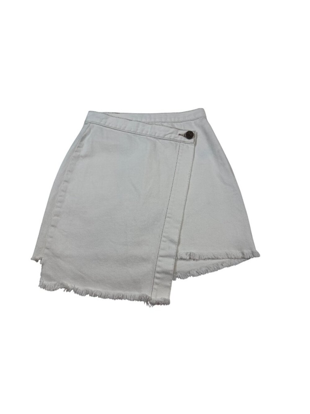 One Teaspoon Luxe Off-White Frayed Hem Denim Skirt Size 24 Casual (W1007)